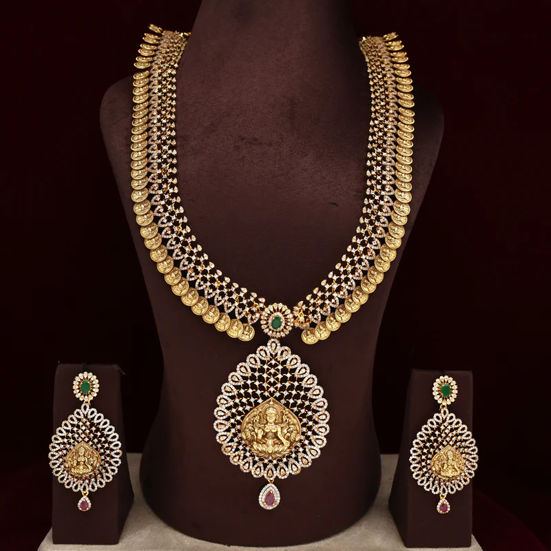 Diamond Look AD Grand Heavy Lakshmi Bridal Haram set